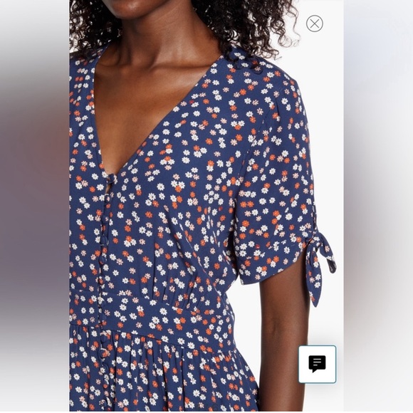 Madewell Button-front tie sleeve mini dress - Picture 3 of 8